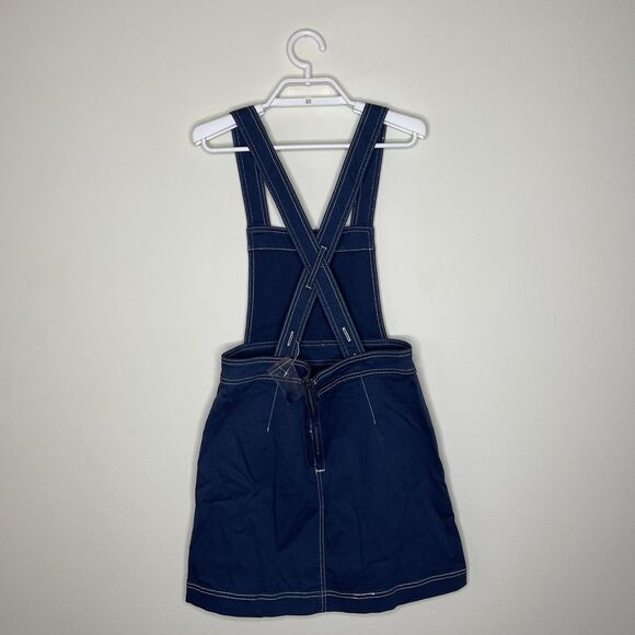 MODCLOTH Women's Blue Pinafore Overall Bib Dress Large Pockets Sz 6 NEW - Picture 4 of 7